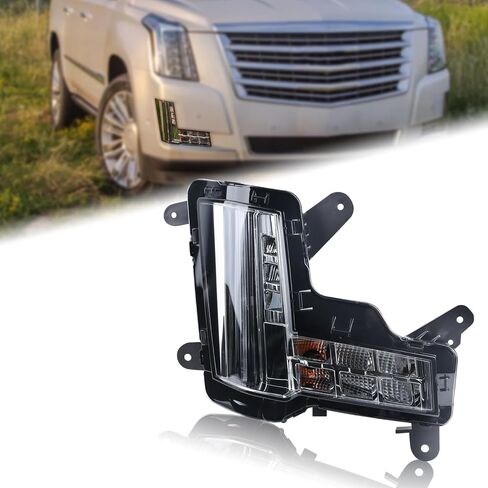 LED Fog Light Turn Signal Light WITH CRASH IMMINENT BRAKING Assembly Compatible for 2015-2020 Cadillac Escalade ESV Daytime Running Light DRL Left Driver Side 84575577 GM2530139 in Kuwait