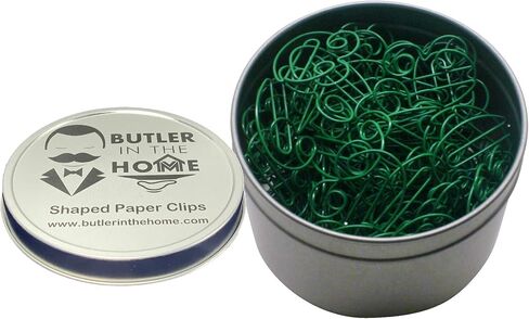 Butler in the Home 100 Count Frog Shaped Paper Clips Great for Paper Clip Collectors or Office Gift - Comes in Round Tin with Lid and Gift Box (Green) in Saudi Arabia