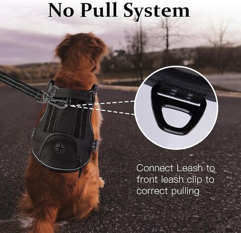 ETACCU Large Dog Harness No Pull Tactical Dog Harness with Handle & Front Clip, Adjustable Heavy Duty Military K9 Dog Vest for Large Breed - Great Dane, German Shepherd, Doberman for Walking,Training in Saudi Arabia