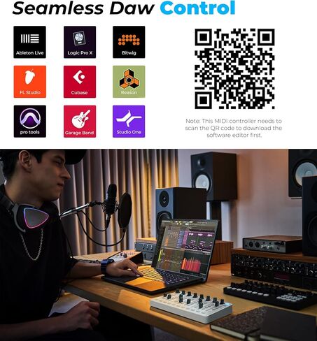 Vangoa Wireless Midi Controller Mixer Mute, Portable USB MIDI Controller Mixing Console with 43 Backlit Button, 8 Customized Diamond-shaped Faders with LED indicator, 8 Assignable Knobs, Simple Layout in Saudi Arabia