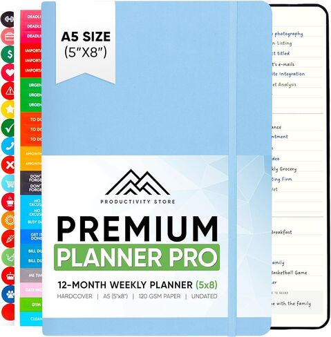 مخطط 2024 8.5 x 11 Pro Max - مخطط غير مؤرخ 2024-2024 تقويم 12 شهرًا ومخطط يومي 2024-2025 - بني - A4 - متجر الإنتاجية in Kuwait