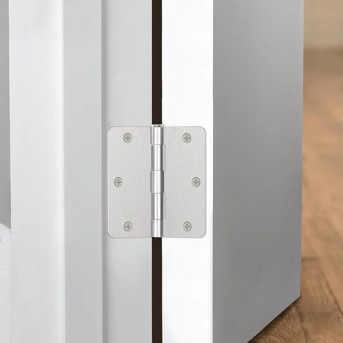 Door Hinges Satin Brass - 12 Pack Gold Door Hinges 3.5 Inch Rounded Interior Door Hinges with 1/4" Radius - 3 1/2 Inches Flat Iron Brass Hinges for Residential Standard Doors in Saudi Arabia