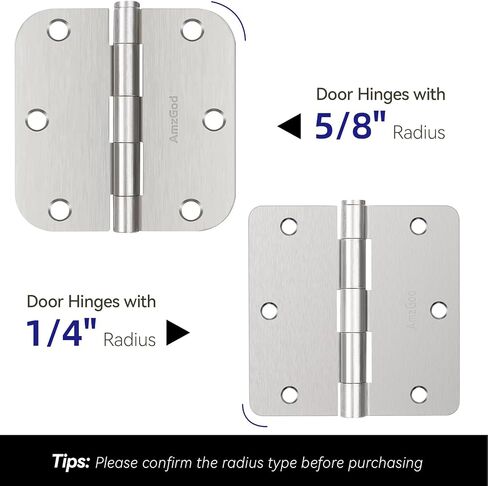 Door Hinges Satin Brass - 12 Pack Gold Door Hinges 3.5 Inch Rounded Interior Door Hinges with 1/4" Radius - 3 1/2 Inches Flat Iron Brass Hinges for Residential Standard Doors in Saudi Arabia