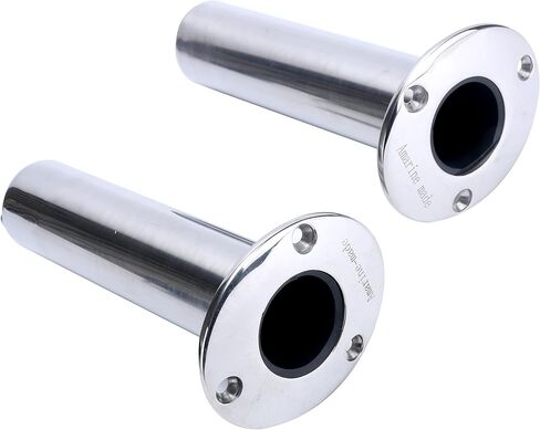 (Set of 2) Heavy Duty Stainless Steel 316 Deluxe Rod Holders with Drain, Flush Mount Fishing Rod Pole Holders, 90 Degree in Saudi Arabia