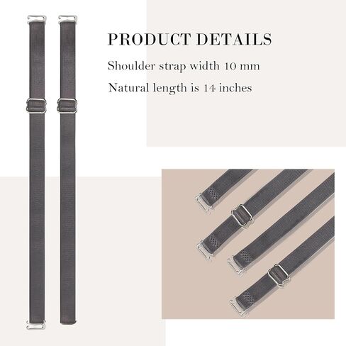 BOROLA Elastic Adjustable Removable Lingerie Straps 10mm Width Cotton Replacement Sexy Bra Shoulder Strap(4Pairs,Dark Gray) in Saudi Arabia