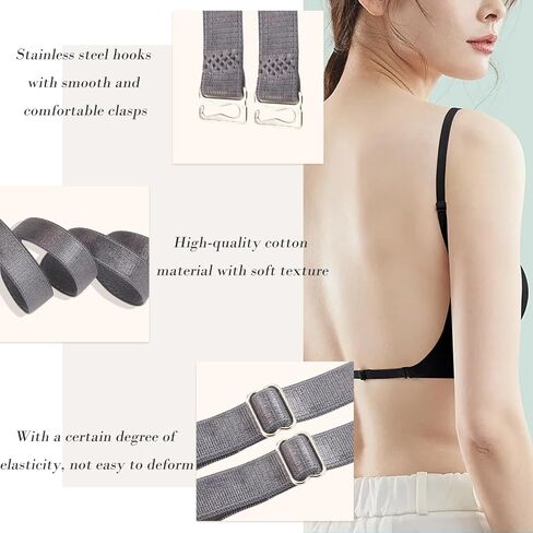 BOROLA Elastic Adjustable Removable Lingerie Straps 10mm Width Cotton Replacement Sexy Bra Shoulder Strap(4Pairs,Dark Gray) in Saudi Arabia