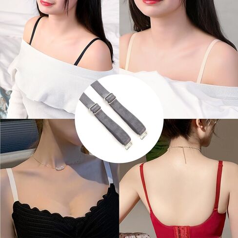 BOROLA Elastic Adjustable Removable Lingerie Straps 10mm Width Cotton Replacement Sexy Bra Shoulder Strap(4Pairs,Dark Gray) in Saudi Arabia