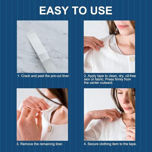 شريط أنيق للملابس، شريط مزدوج الجوانب، لاصق قوي، شريط شفاف للجسم، آمن للبشرة، شفاف، 80 شريطًا in Kuwait
