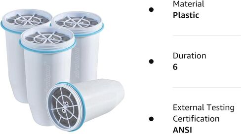 ZR-001 Replacement Water Filters for Pitchers and Dispensers, Most Advanced 6-Stage 0 TDS System (4 Pack) in Saudi Arabia