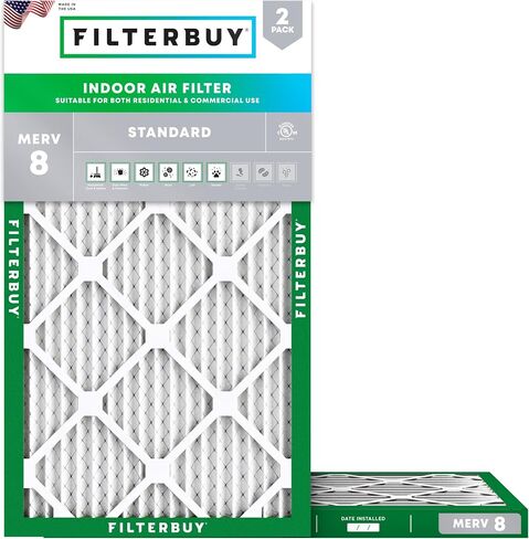 مرشح هواء Filterbuy 12x30x1 MERV 8 Dust Defense (عبوة من قطعتين)، استبدال مرشحات هواء فرن HVAC AC المطوية (الحجم الفعلي: 11.88 × 29.88 × 0.75 بوصة) in Kuwait