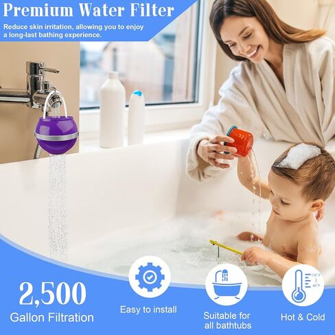Bath Ball Filter, Bathtub Filter for Tub Faucet, BPA Free, Removes Hundreds of Contaminants, Purify Your Bathwater for Healthier Skin and Hair(White) in Saudi Arabia