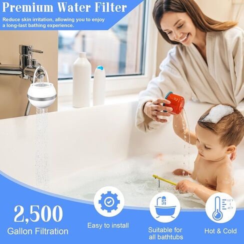 Bath Ball Filter, Bathtub Filter for Tub Faucet, BPA Free, Removes Hundreds of Contaminants, Purify Your Bathwater for Healthier Skin and Hair(White) in Saudi Arabia