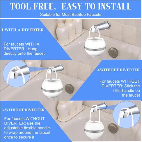 Bath Ball Filter, Bathtub Filter for Tub Faucet, BPA Free, Removes Hundreds of Contaminants, Purify Your Bathwater for Healthier Skin and Hair(White) in Saudi Arabia
