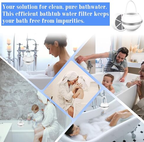 Bath Ball Filter, Bathtub Filter for Tub Faucet, BPA Free, Removes Hundreds of Contaminants, Purify Your Bathwater for Healthier Skin and Hair(White) in Saudi Arabia