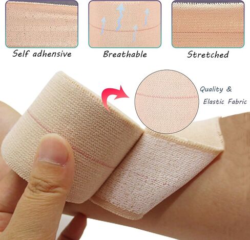 2 Rolls Adhesive Elastic Tape 5 Yard Breathable Flexible Stretch Bandage Tape for Sports Ankle Knee and Wrist(2 Inch) in Saudi Arabia