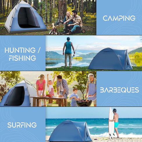 Family Camping Tents Waterproof - 2 Person Tent with 2 Stools, Carrying Bag, Porch Area and More - Pop Up Tents for Camping & PU2000mm Rated Family Tents for Camping Hiking, 80''x71''x55'' in Saudi Arabia
