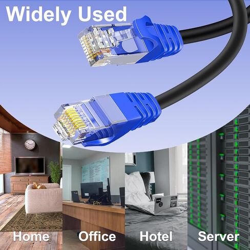 كابل إيثرنت خارجي Cat6 (100 قدم) سلك شبكة مقاوم للأشعة فوق البنفسجية ومقاوم للماء وشديد التحمل في الهواء الطلق، كابل توصيل RJ45 يدعم Cat6، Cat5E، Cat5-يتضمن 25 رابطًا و50 مشبك كابل in Kuwait