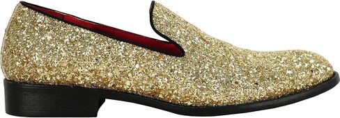 bravo! Men Dress Shoe Prom Slip on Loafer Tuxedo Shoe Classic Metallic Glitter for Wedding Prom Party Black Gold Silver in Saudi Arabia