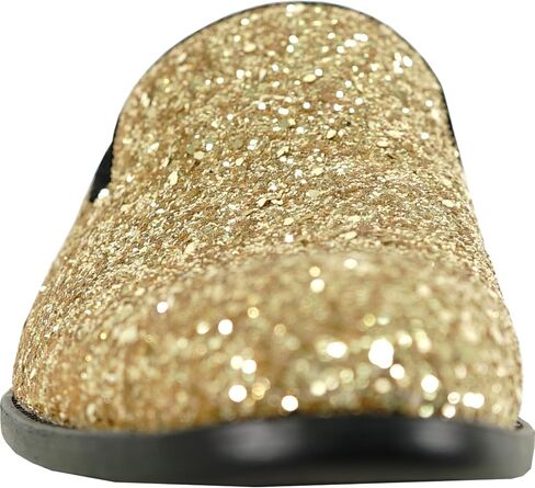 bravo! Men Dress Shoe Prom Slip on Loafer Tuxedo Shoe Classic Metallic Glitter for Wedding Prom Party Black Gold Silver in Saudi Arabia