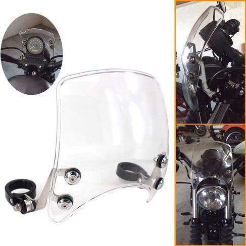 GUAIMI Windscreen 5" Round-Headlight Windshield 39-41mm Fork Mount Compatible with Harley Sportster XL 883 1200 XL48 72 Custom Cruisers (Black) in Saudi Arabia