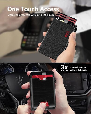 typecase Mens Wallet Card Holder: Pop Up Card Case, Genuine Leather, Smart, RFID Blocking, Slim, Minimalist, Thin, Front Pocket - 9-13 Card Capacitiy | ID Window | Money Clip (Brown) in Kuwait