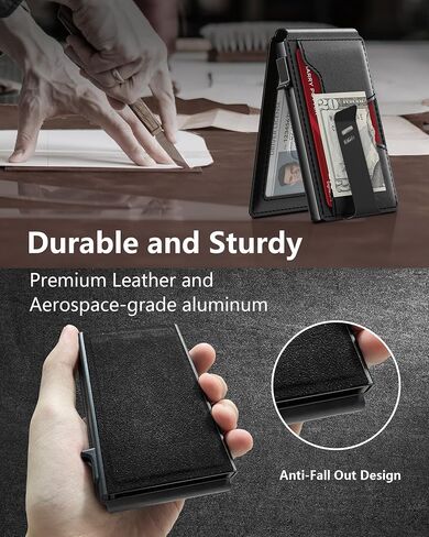 typecase Mens Wallet Card Holder: Pop Up Card Case, Genuine Leather, Smart, RFID Blocking, Slim, Minimalist, Thin, Front Pocket - 9-13 Card Capacitiy | ID Window | Money Clip (Brown) in Kuwait