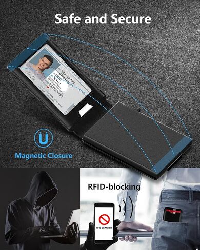 typecase Mens Wallet Card Holder: Pop Up Card Case, Genuine Leather, Smart, RFID Blocking, Slim, Minimalist, Thin, Front Pocket - 9-13 Card Capacitiy | ID Window | Money Clip (Brown) in Kuwait