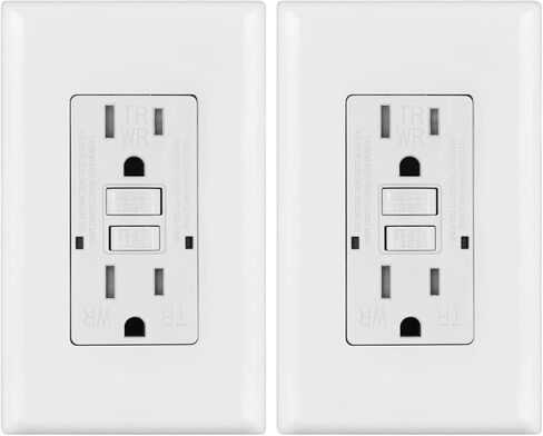 Micmi GFCI Outlet WR Weather Resistant Tampter Resistant TR Receptacle Self-Test with LED Indicator, 125 Volt Screwless Wallplate Included ETL Listed (2, White, 15Amp GFCI Outlet) in Saudi Arabia