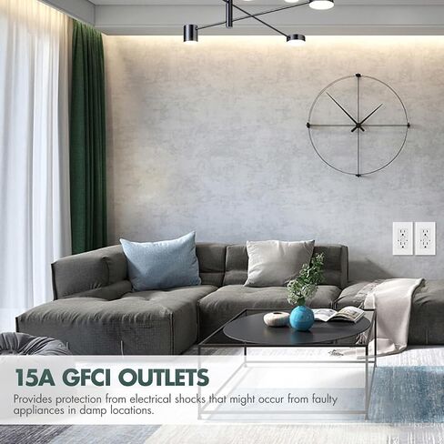 Micmi GFCI Outlet WR Weather Resistant Tampter Resistant TR Receptacle Self-Test with LED Indicator, 125 Volt Screwless Wallplate Included ETL Listed (2, White, 15Amp GFCI Outlet) in Saudi Arabia