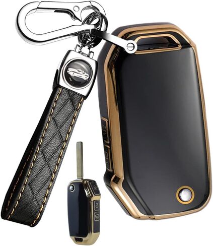 ontto 3-Button Key Fob Shell with Keychain Compatible with Kia Flip Folding Remote Durable TPU Key Housing for Forte Seltos Soul Sportage Sorento Cerato Telluride Beige in Saudi Arabia