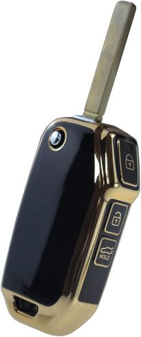 ontto 3-Button Key Fob Shell with Keychain Compatible with Kia Flip Folding Remote Durable TPU Key Housing for Forte Seltos Soul Sportage Sorento Cerato Telluride Beige in Saudi Arabia