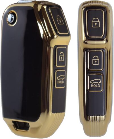 ontto 3-Button Key Fob Shell with Keychain Compatible with Kia Flip Folding Remote Durable TPU Key Housing for Forte Seltos Soul Sportage Sorento Cerato Telluride Beige in Saudi Arabia