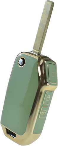 ontto 3-Button Key Fob Shell with Keychain Compatible with Kia Flip Folding Remote Durable TPU Key Housing for Forte Seltos Soul Sportage Sorento Cerato Telluride Beige in Saudi Arabia