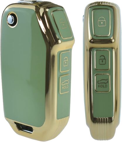 ontto 3-Button Key Fob Shell with Keychain Compatible with Kia Flip Folding Remote Durable TPU Key Housing for Forte Seltos Soul Sportage Sorento Cerato Telluride Beige in Saudi Arabia