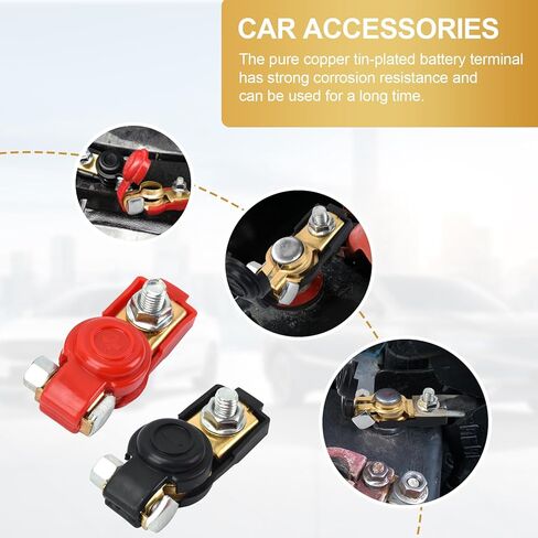 مجموعة أطراف بطارية السيارة: زوجان من الموصلات مع كابل سالب من النحاس النقي وأطراف كابل إيجابية مع غطاء بلاستيكي، مناسبة للسيارات والشاحنات وملحقات المركبات الترفيهية وطرف بطارية صوت السيارة in Kuwait