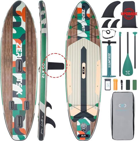 ZLX 10.5 FT Inflatable Stand Up Paddle Board with Accessories SUP Board for All Skill Levels Youth & Adults Wide Stable Non-Slip Deck, Adjustable Paddle, Leash and Carry Bag in Saudi Arabia