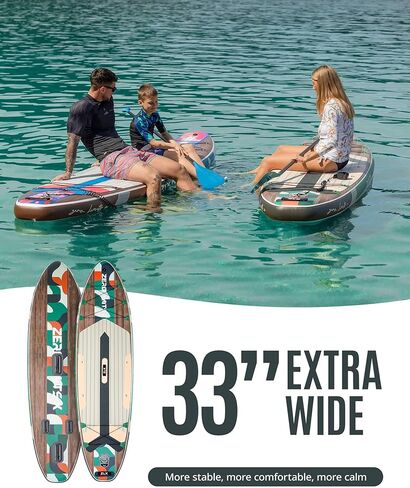 لوح مجداف قابل للنفخ بطول 10.5 قدم من ZLX مع ملحقات لوح SUP لجميع مستويات المهارة للشباب والكبار، سطح واسع وثابت غير قابل للانزلاق، مجداف قابل للتعديل، مقود وحقيبة حمل in Kuwait