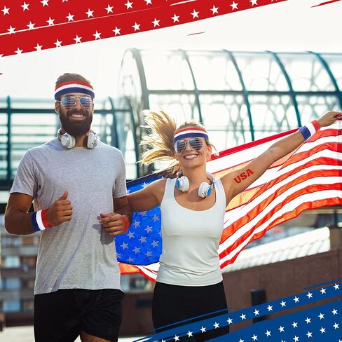 Eurzom 14 Pcs American Flag Costume Set Patriotic Cape USA Flag Sunglasses Wristband Socks Headband and Temporary Tattoos 4th of July Accessories for Independence Day Celebration in Saudi Arabia