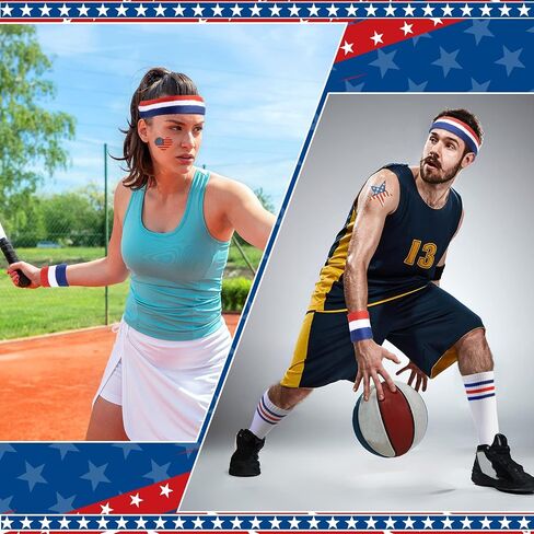 Eurzom 14 Pcs American Flag Costume Set Patriotic Cape USA Flag Sunglasses Wristband Socks Headband and Temporary Tattoos 4th of July Accessories for Independence Day Celebration in Saudi Arabia