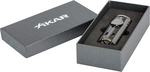 Xikar High Performance HP4 Diamond Quad Flame Cigar Lighter, in Attractive Gift Box, in-line Fuel Adjustment Wheel, Oversized Double EZ-View Fuel Windows, Matte Black in Saudi Arabia