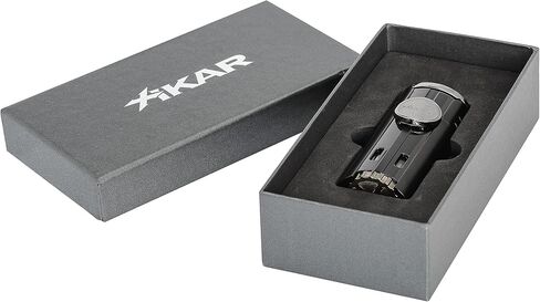 Xikar High Performance HP4 Diamond Quad Flame Cigar Lighter, in Attractive Gift Box, in-line Fuel Adjustment Wheel, Oversized Double EZ-View Fuel Windows, Matte Black in Saudi Arabia