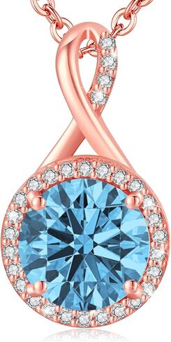 LAVUMO Sterling Silver Necklaces for Girls Rose Gold Silver Cubic Zirconia Pendant Necklace Jewelry for Her Gifts for Girls Wife Mom on Birthday Anniversary Christmas Valentines Day in Saudi Arabia