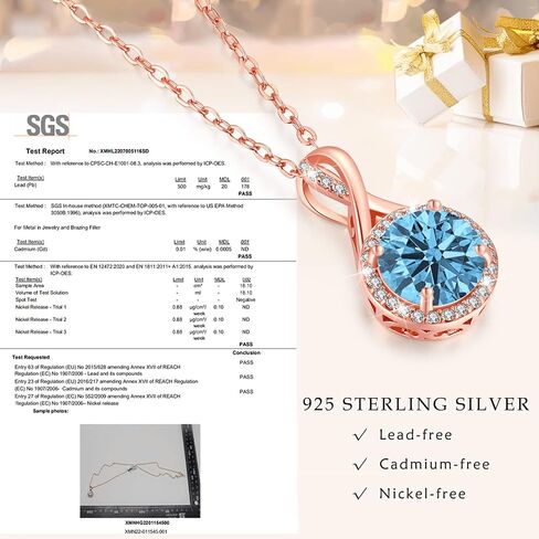 LAVUMO Sterling Silver Necklaces for Girls Rose Gold Silver Cubic Zirconia Pendant Necklace Jewelry for Her Gifts for Girls Wife Mom on Birthday Anniversary Christmas Valentines Day in Saudi Arabia