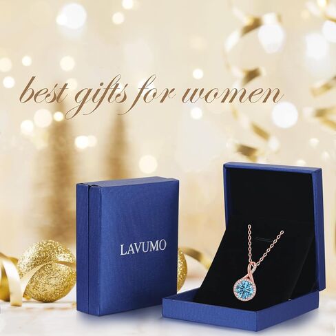 LAVUMO Sterling Silver Necklaces for Girls Rose Gold Silver Cubic Zirconia Pendant Necklace Jewelry for Her Gifts for Girls Wife Mom on Birthday Anniversary Christmas Valentines Day in Saudi Arabia