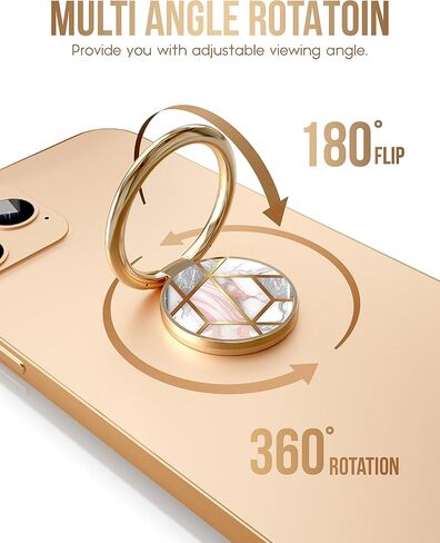 Cell Phone Ring Holder Finger Stand, Torendi Marble Kickstand Gold Metal Grip Holder for Magnetic Car Mount Compatible with iPhone 13/13 Pro/12 Pro Max/11 and All Smartphones (Geometric Marble) in Saudi Arabia