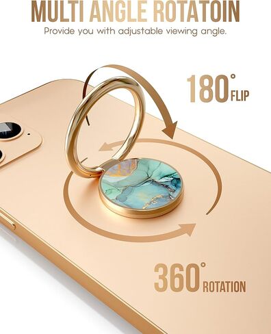 Cell Phone Ring Holder Finger Stand, Torendi Marble Kickstand Gold Metal Grip Holder for Magnetic Car Mount Compatible with iPhone 13/13 Pro/12 Pro Max/11 and All Smartphones (Geometric Marble) in Saudi Arabia