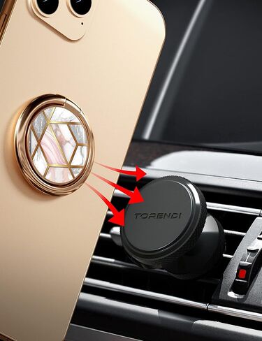 Cell Phone Ring Holder Finger Stand, Torendi Marble Kickstand Gold Metal Grip Holder for Magnetic Car Mount Compatible with iPhone 13/13 Pro/12 Pro Max/11 and All Smartphones (Geometric Marble) in Saudi Arabia