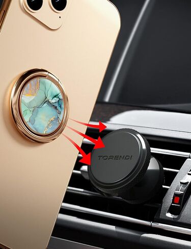 Cell Phone Ring Holder Finger Stand, Torendi Marble Kickstand Gold Metal Grip Holder for Magnetic Car Mount Compatible with iPhone 13/13 Pro/12 Pro Max/11 and All Smartphones (Geometric Marble) in Saudi Arabia