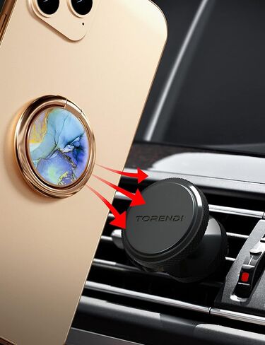 Cell Phone Ring Holder Finger Stand, Torendi Marble Kickstand Gold Metal Grip Holder for Magnetic Car Mount Compatible with iPhone 13/13 Pro/12 Pro Max/11 and All Smartphones (Geometric Marble) in Saudi Arabia