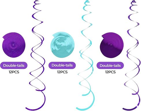 24 PCS Gold Foil Hanging Swirl, Sparkle Ceiling Hanging Decorations, Plastic Streamer Party Decorations, Swirl Decorations with Double-Swirls and Single-Swirls for Birthday, Baby Shower, Christmas in Saudi Arabia